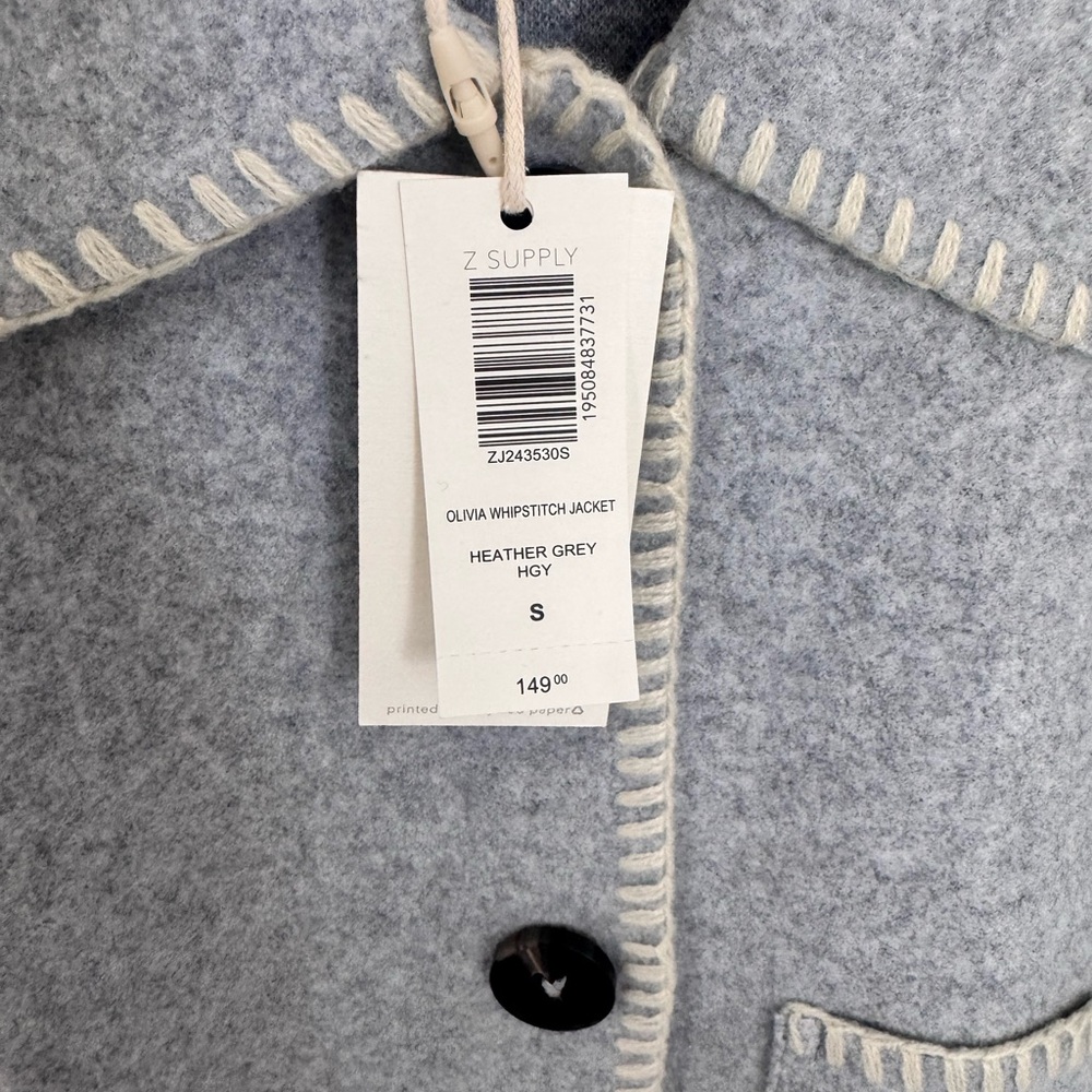 Z Supply•Size S•Olivia Whipstitch Jacket•Heather Grey•NWT - Picture 5 of 6